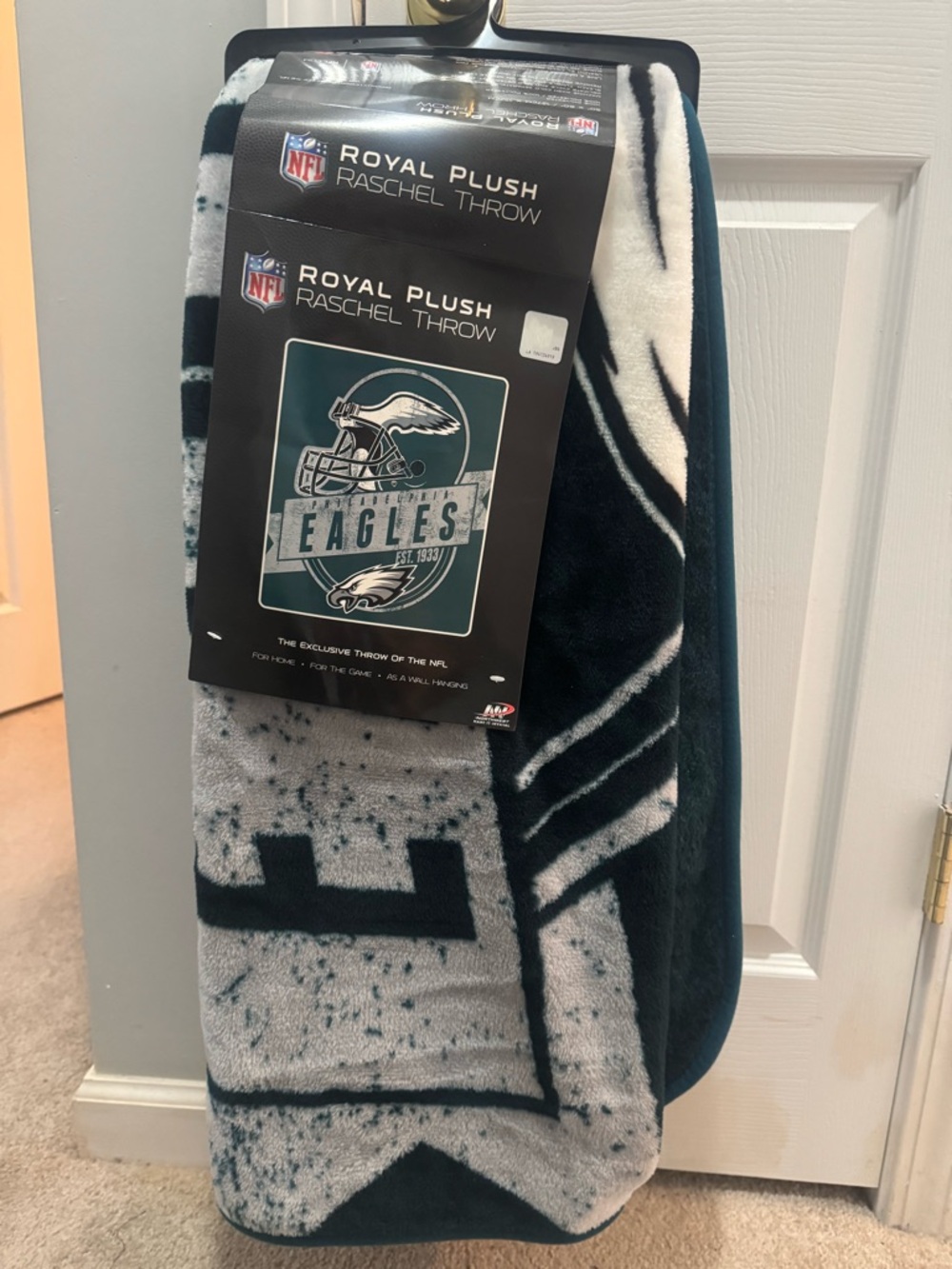 NFL Philadelphia Eagles Dark Green and White Royal Plush Raschel Throw